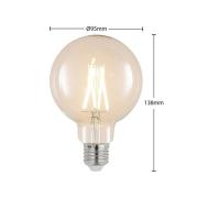 LED-lamppu E27 8W 2 700 K G95 globe kirkas 3 kpl