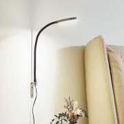 Lindby LED-lukulamppu Flexola, nikkeli, pyöreä, metalli, pistoke, pist...