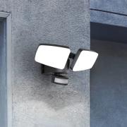 LED-aurinkoenergialla toimiva ulkoseinävalaisin Duplex, 2-valo, kulma-...