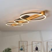 LED-kattovalaisin Tovak, mänty, 115 cm, 3-lamppuinen, puu, himmennettä...
