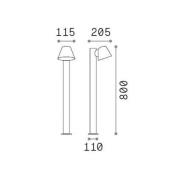 Ideal Lux polkuvalo kaasu, musta, alumiini, korkeus 80 cm