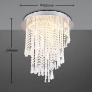 LED-kattovalaisin Pomp, Ø 45 cm, kromi, akryyli/metalli, CCT