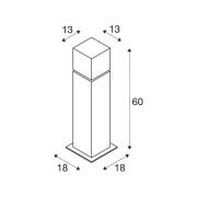 SLV Square Pole jalustavalaisin, korkeus 60 cm, harmaa, ruostumatonta ...
