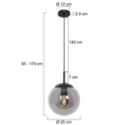 Bollique-riippuvalaisin, musta, Ø 25 cm, lasi, 1-valo, pallovalaisin, ...