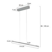 LED-ripustusvalaisin Bande, ylös/alas, teräs, 120 cm, CCT, himmennin,