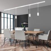 RAIL 230 V kiskojärjestelmä, valkoinen, 4 riipusta, pituus 1,5 m