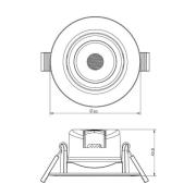 LED kattoon upotettava kattovalaisin SMD-68-230V, 2700K, Ø8,5cm, musta