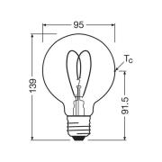 OSRAM LED Vintage G95 E27 7,2W 927 Sydän hehkulamppu kirkas himmeä