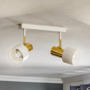 Kattokohdevalo Destin, 2-lamppuinen, valkoinen/messinki