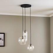 Kaja riippuvalaisin, 3-lamppuinen, lasivarjostimet kirkkaat