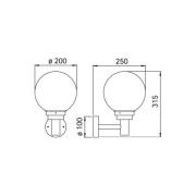 Ulkopuolinen seinävalaisin 155, ruostumaton teräs, lasi, pallo, Ø 20 c...