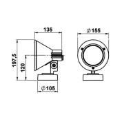 Seinävalaisin 643 W, valkoinen, IP54, E27, alumiini, kääntyvä, kääntyv...