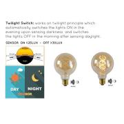 LED-lamppu E27 Globe 4W 2 200 K amber tunnistin