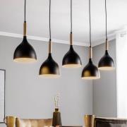 Nanu riippuvalo, puu, pitkä, 5-lamppuinen, musta