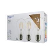 LED-lamppu E27 4W, 2 700 K Filament, 3 kpl, 470lm