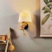 Corda-seinälamppu tekstiilivarjostimella ja köysikoristeella