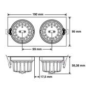 SLC DL04 Square X2 -LED-uppovalo 3000K musta