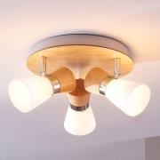 Lindby kattovalaisin Vivica, Ø 26 cm, kromi/puu, 3-lamppuinen