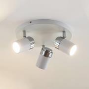 Lindby valonheitin Kardo, pyöreä, 3-valo, valkoinen, metalli, IP44