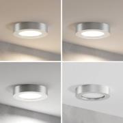 Prios LED-kattovalaisin Edwina, hopea, 18 cm, CCT, IP44