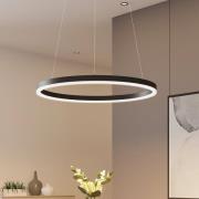 Arcchio LED-riippuvalaisin Albiona, musta, 1 rengas, Ø 60 cm
