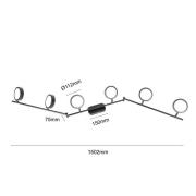 Lindby valonheitin Neros, musta, 6-valo, 150,2 cm, CCT, rauta