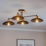 Kobe kattovalaisin, 4-lamppuinen, teräs, puu, musta