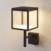 Lucande LED-seinävalaisin Cube, antrasiitti, lasi, 37cm, IP54