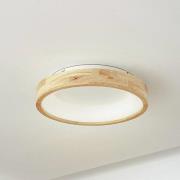 Lucande LED-kattovalaisin Samvel, Ø 40 cm, puuta