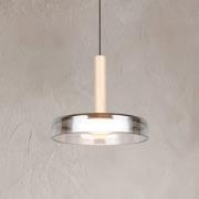 LED-riippuvalaisin Celeste, kromi/puu, Ø 22 cm, lasi, himmennettävä