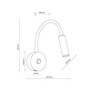 Lagos USB-seinävalaisin, musta/kulta, 27 cm, lukulamppu, G9