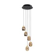 Riippuvalaisin Golden Egg, meripihka/kulta Ø 30 cm 5-valo lasi/metalli