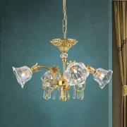 La Boheme -riippuvalaisin, kultainen, 4-lamppuinen, kristallilasi