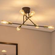 Kattovalaisin Ilia, musta/kultainen, 6-lamppuinen