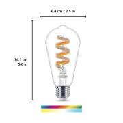WiZ ST64 LED-filamenttilamppu WiFi E27 6,3W RGBW