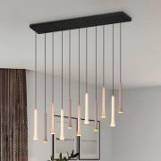 LED-riippuvalaisin Fiato, 11-valo, pitkä, metalli, taupe, kahvi