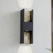 Lucande LED-ulkoseinävalaisin Lavrin, musta/marmori, alumiini