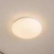 Lindby LED-kattovalaisin Janosch, valkoinen, Ø28cm, kaukosäädin