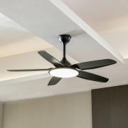 Lucande LED kattotuuletin Divian, musta, DC, hiljainen, CCT