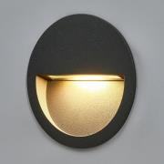 Lucande LED-seinäuppovalaisin Loya, Ø 11,5 cm, harmaa, IP54