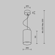 Maytoni LED-riippuvalaisin Efir, musta, Ø 9,5 cm, 25 W, 38°