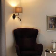 Rullaseinävalaisin, sametti, musta/beige, lukuvalo, lukuvalo