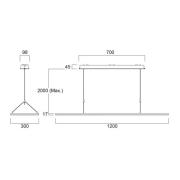 Sylvania LED-riippuvalaisin Areum, 120 x 30 cm, 840, DALI