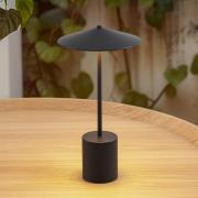 Lindby LED-ladattava pöytävalaisin Ayva, musta, alumiini, IP44