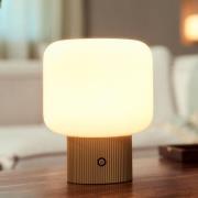 Lucande LED-pöytävalaisin Katrin Palm, beige, lasi