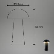 Fungo Mini LED-pöytävalaisin, musta, kosketusnäyttö, muovia