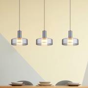 Grant LED-riippuvalaisin, pituus 90 cm, savunharmaa, 3-lamppuinen, las...
