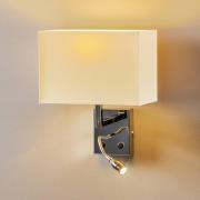 Seinävalaisin Hotel LED, valkoinen, tekstiili, 2-lamppuinen, LED-lukuv...