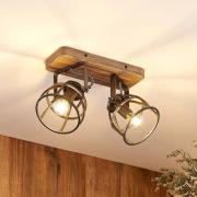 Lindby kattovalaisin Rutger, 36cm, 2-valo, puu, häkki, E14