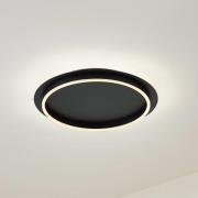 Lindby LED-kattovalaisin Kunis, musta, muovia, Ø 46 cm